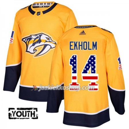 Lapsille NHL Nashville Predators Pelipaita Mattias Ekholm 14 Adidas 2017-2018 Kulta USA Flag Fashion Authentic